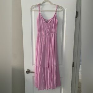 Abercrombie Easy Waist Midaxi Dress in light pink. Size is a small tall!